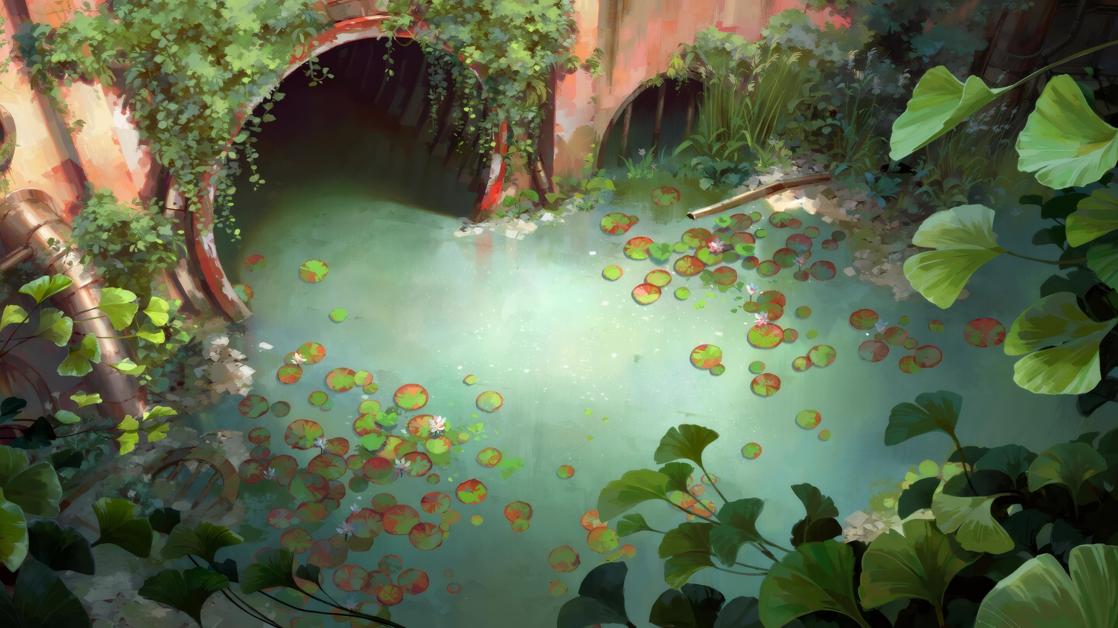 双城之战 英雄联盟 睡莲 池塘 运河 杂草 4K壁纸