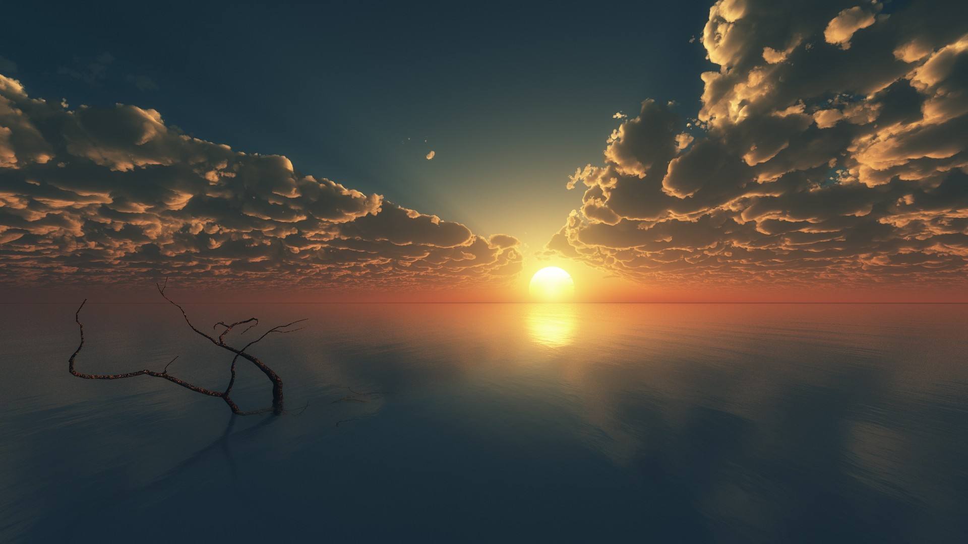 自然 风景 云 天空 AI艺术 太阳 日落 海洋 地平线 4K壁纸