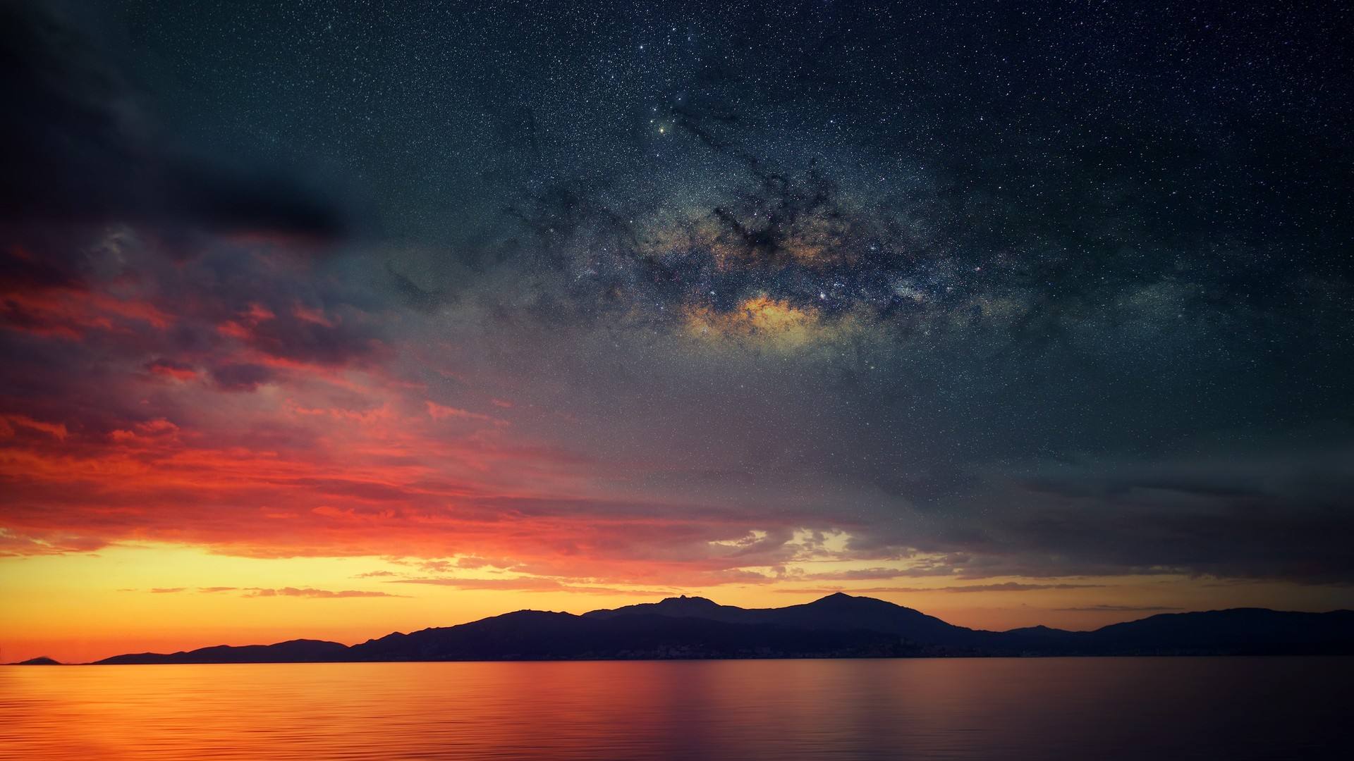 景观 沙 夜空 日落 4K壁纸