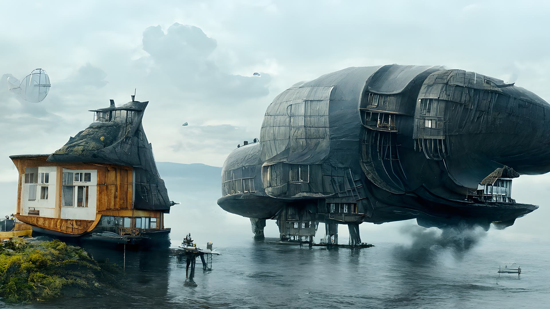 旅行者 海神之旅 旅行海报 宇宙飞船 原木小屋 小屋 4K壁纸