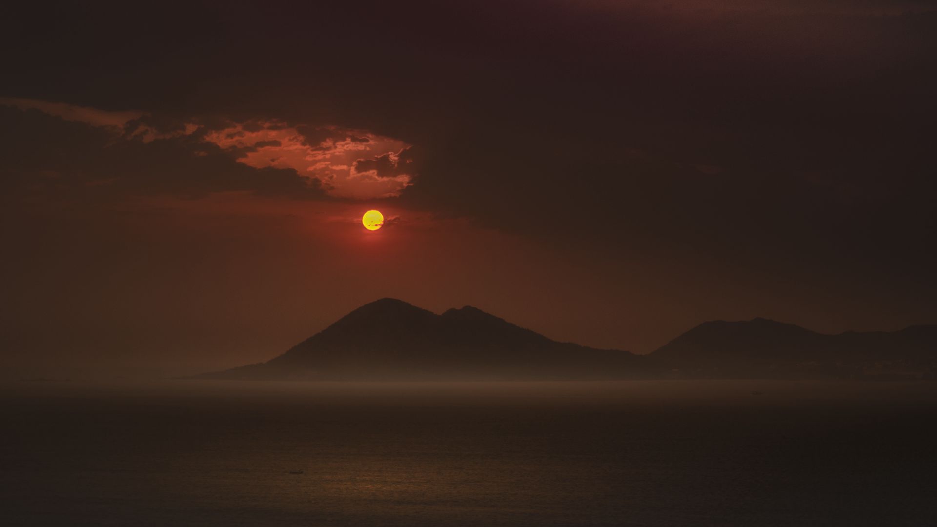 山 剪影 夜晚 满月 12k高清风景壁纸